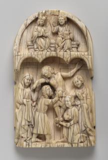 Rounded centre panel (fragment of a triptych), 2 registers, 3 arches across (frise d' arcatures) (Front)