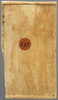 Box for goldsmith scales and weights, 1 register, 3 arches across (boîte à poids et à balance; frise d'arcatures) (Back (lid))