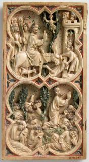 Wing, left (part of a diptych), 2 registers, with quatrefoils (quatre-feuilles) (Front)