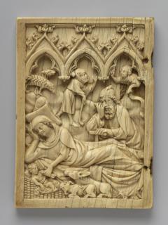 Wing, left (fragment of a diptych), 1 register, 3 arches across (plaquette; frise d'arcatures) (Front)