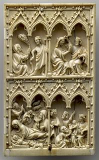 Wing, right (part of a diptych), 2 registers, 4 arches across (frise d'arcatures; colonnettes) (Front)