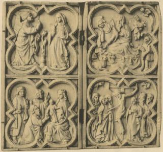 Diptych, 2 registers, with quatrefoils (quatre-feuilles) (Front)