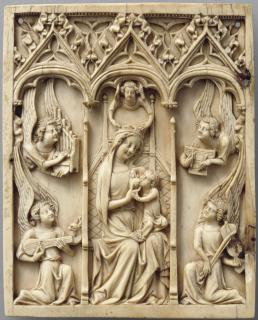 Wing, left (fragment of a diptych), 1 register, 3 arches across (frise d'arcatures; plaquette) (Front)