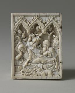 Wing, left (fragment of a diptych), 1 register, 3 arches across (plaquette; frise d'arcatures) (Front)