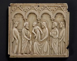 Panel (possibly fragment of a diptych; wing, left), 1 register, 4 arches across (frise d'arcatures) (Front)