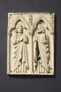 Panel (fragment of a casket), 1 register, 2 arches across (coffret; frise d'arcatures; colonnettes) (Front)
