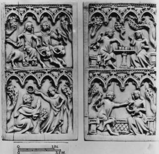 Writing tablets, 2 registers, 4 arches across (frise d'arcatures; tablettes à écrire) (Front)