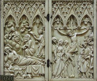 Diptych, 1 register, 3 arches across (plaquettes; frise d'arcatures) (Front)