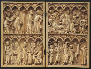 Diptych, 2 registers, 5 arches across (frise d'arcatures) (Front)