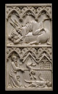 Panel (part of a polyptych), 2 registers, 3 arches across (frise d'arcatures) (Front)