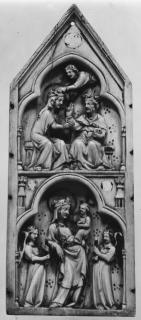 Gabled panel (fragment of a triptych), 2 registers, 1 arch across (Front)