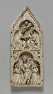 Gabled panel (fragment of a triptych), 2 registers, 1 arch across (Front)