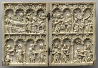 Diptych, 2 registers, 4 arches across (frise d'arcatures; colonnettes) (Front)