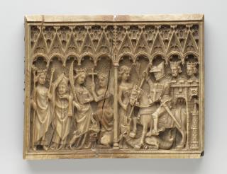 Panel (fragment of a casket?), 10 arches across (frise d'arcatures; colonnettes; coffret) (Front)