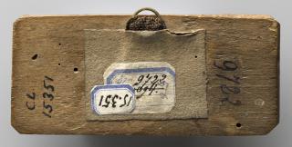 Panel (possibly fragment of a box), 1 register (plaquette) (Back)