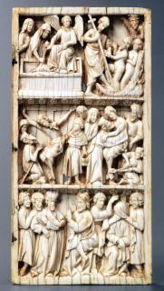 Wing, right (part of a diptych), 3 registers, bands of rosettes (décor de roses) (Front)