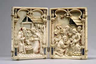 Diptych, 1 register, 1 arch across (plaquette) (Front, open)