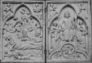 Diptych, 1 register, 1 arch across (plaquettes); also known as Diptyque du Christ Juge (Front)