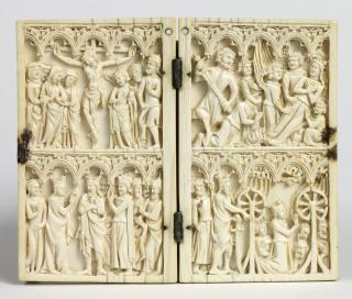 Diptych, 2 registers, 3 full and 2 half arches across (frise d'arcatures) (Front)