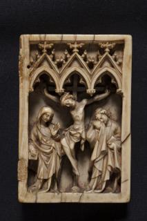 Wing, right (fragment of a diptych), 1 register, 3 arches across (plaquette; frise d'arcatures) (Front)