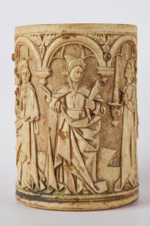 Cylindrical pyxis, with arches (pyxide; frise d'arcatures) (Side)