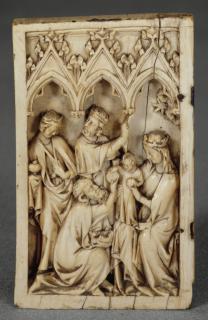 Wing, left (fragment of a diptych), 1 register, 3 arches across (frise d'arcatures; plaquette) (Front)