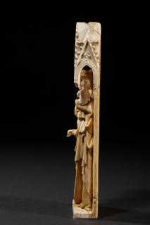 Gabled centre panel (fragment of polyptych; tabernacle), 1 register, 1 arch across (Side)