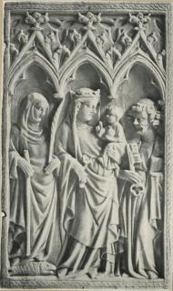 Wing, right (fragment of a diptych), 1 register, 3 arches across, band of rosettes (décor de roses; plaquette; frise d'arcatures) (Front)