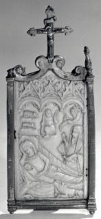 Panel (possibly a writing tablet), 1 register, 3 arches across (tablette à écrire; plaquette); reused as a pax (baiser de paix) (Front)