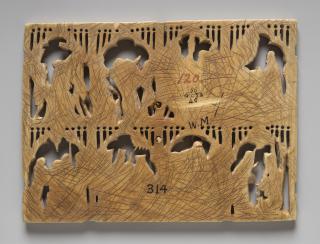 Openwork panel (possibly fragment of a casket), 2 registers, 4 arches across (colonnettes; frise d'arcatures; plaque ajourée) (Back)