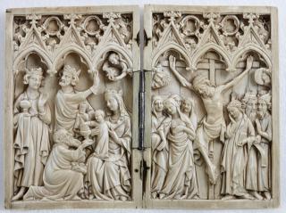 Diptych, 1 register, 3 arches across (frise d'arcatures; plaquettes) (Front)