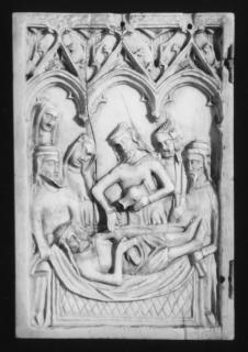 Wing, left (fragment of a diptych), 1 register, 3 arches across (plaquette; frise d'arcatures) (Front)