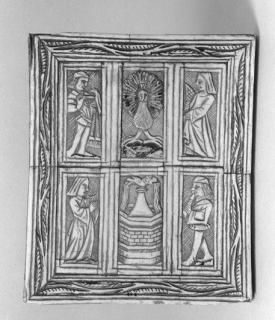Lid (fragment of a box), 2 registers (boite) (Lid, front)
