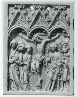 Wing, left (fragment of a diptych), 1 register, 3 arches across (plaquette; frise d'arcatures) (Front)