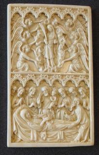 Weights and scale box, 2 registers, 6 arches across (boîte à poids et à balance; frise d'arcatures) (Front, WA2013.1.4.2)
