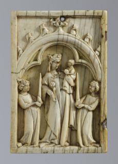 Wing, left (fragment of a diptych), 1 register, 1 arch across (plaquette) (Front)