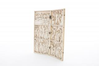 Diptych, 3 registers, bands of rosettes (décor de roses) (Side, open)