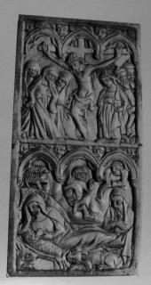 Panel (probably a writing tablet), 2 registers, 3 arches across (frise d'arcatures; tablette à écrire) (Front)