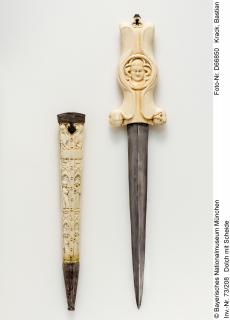 Dagger handle and sheath, with arches and bands of rosettes (manche et fourreau de poignard; décor de roses) (Side 1)