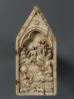 Gabled panel (part of a polyptych), 1 register, 1 arch across (Front)