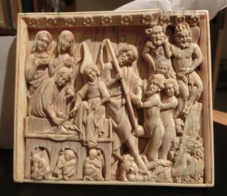 Panel (probably fragment of a diptych), 1 register, bands of rosettes (décor de roses) (Front)