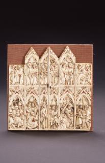 Wings, 2 registers, 1 arch across (fragment of a polyptych; missing centre panel) (Front, out of sequence)