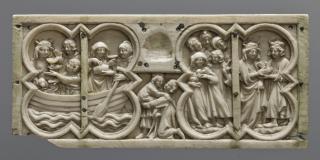 Panels (fragments of a casket) with quatrefoils (coffret; quatre-feuilles) (Front panel)