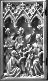 Diptych, 1 register, 3 arches across (frise d'arcatures; plaquettes) (Front)