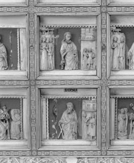 Reliefs (appliqués; fragments); used in an altarpiece known as the Oratory of the Duchesses of Burgundy (Oratoire des Duchesses de Bourgogne) (Detail, registers 5 and 6)