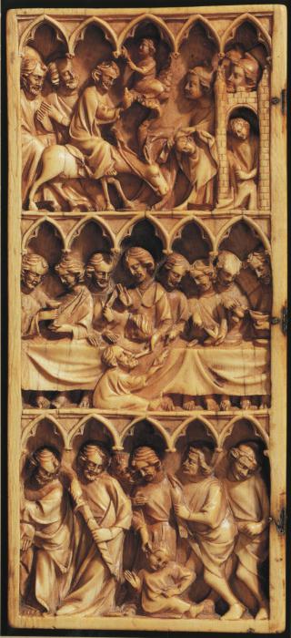 Wing, left (part of a diptych), 3 registers, 5 arches across (frise d'arcatures) (Front)