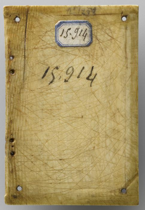 Wing, left (fragment of a diptych), 1 register, 3 arches across (plaquette; frise d'arcatures) (Back)