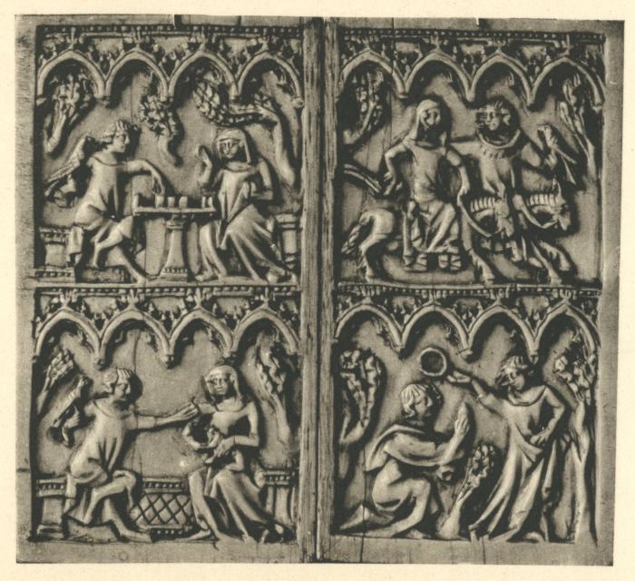 Writing tablets, 2 registers, 4 arches across (frise d'arcatures; tablettes à écrire) (Front)