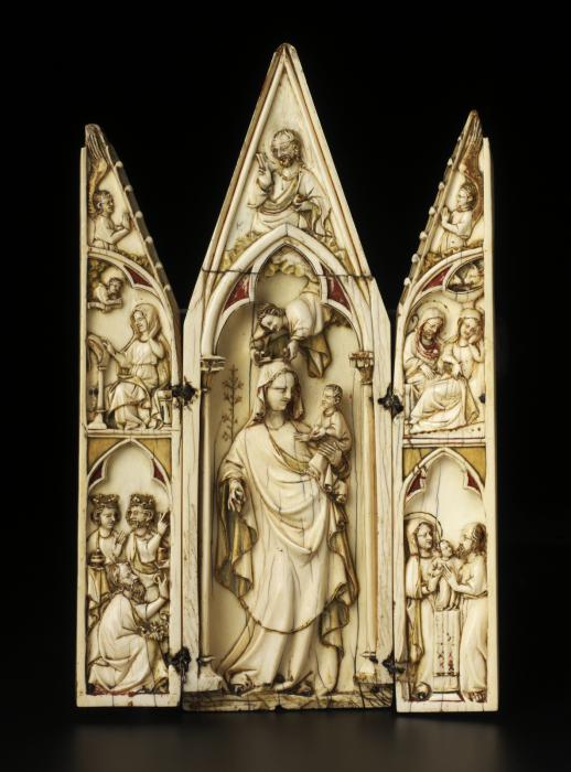 Gabled triptych (tabernacle; colonnettes) (Front, open)