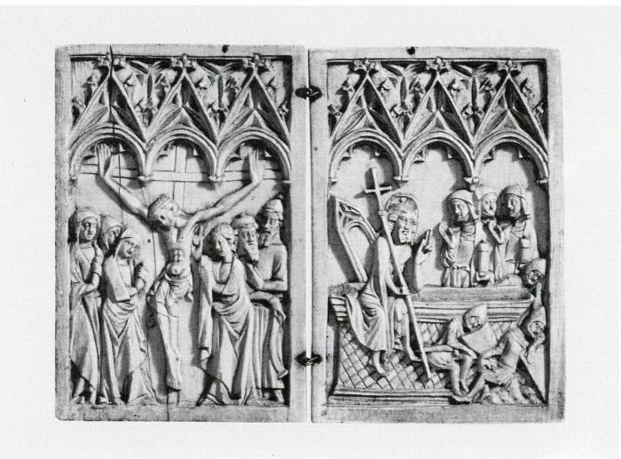 Writing tablets, 1 register, 3 arches across (frise d'arcatures; plaquettes); reused as a diptych (Front)